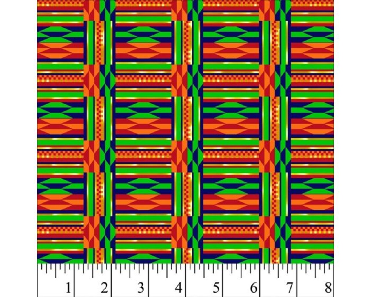 African Kente Green With Gold Metallic Cream Cotton Fabric | By the Yard | Sewing and Crafting | 44 inches wide